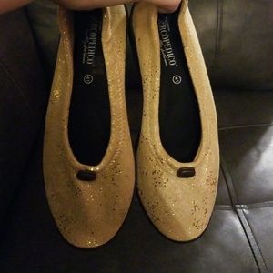 Arcopedico Flats Gold Sparkle